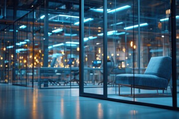 Fototapeta premium Modern, glass-walled office space