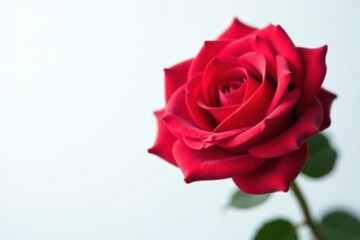 Fototapeta premium Single perfect rose, vibrant petals, white backdrop, anniversary, elegance, botany