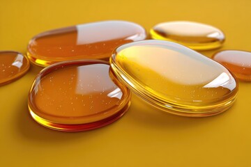 Smooth, amber-hued ovals on a yellow backdrop