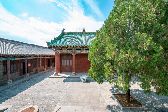 traditional structure and style of Chinese ancient architecture of taoist temple in Shanxi Province