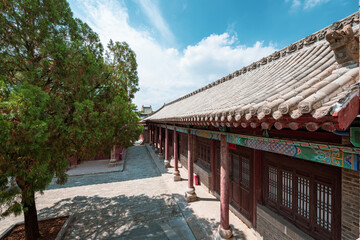 traditional structure and style of Chinese ancient architecture of taoist temple in Shanxi Province
