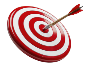 Red target with arrow hitting bullseye