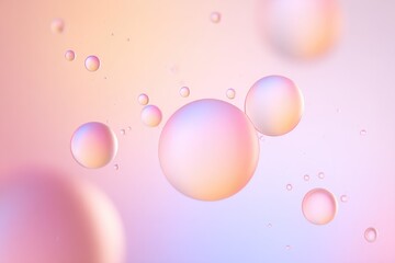 Pastel-colored spheres float on a soft, blurred background