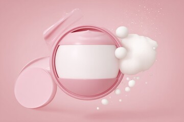 Pink container with white cream splash