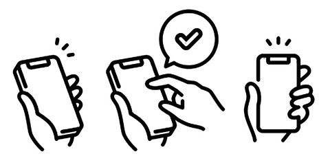 Simple vector icon illustration set material for operating a smartphone