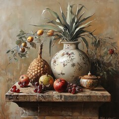 Still life with fruits and vase