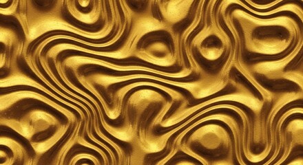 Embossed gold surface with flowing wavy patterns