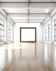 Empty gallery with large frame