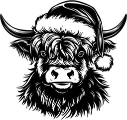 Obraz premium Classic Santa Cow SVG
