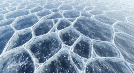 Fototapeta premium Fractured ice surface with polygonal patterns
