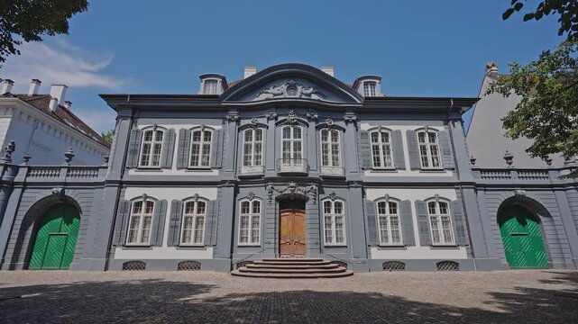 Front View of Historic Baroque Building in Basel, Switzerland