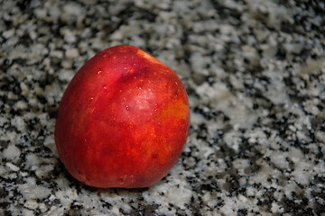 red on a wooden table