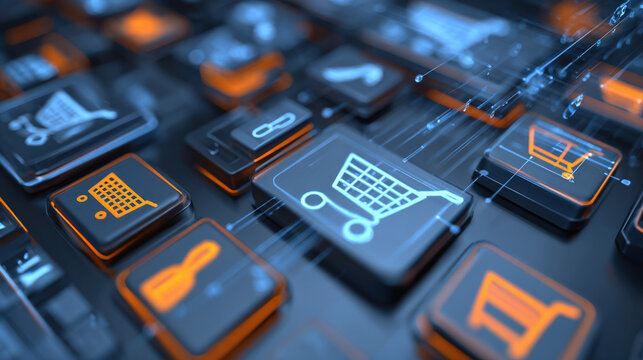 A digital marketplace interface showcasing various software products, with interactive, clickable options and a secure cart and checkout system reflecting the online sales process for software product