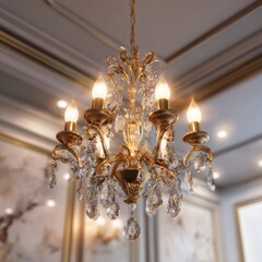 Elegant Crystal Chandelier in Luxurious Interior