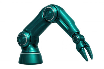 Sleek robotic arm reaching with metallic fingers, highlighting precision engineering against transparent backdrop