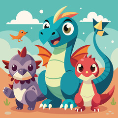 set of funny cartoon animals