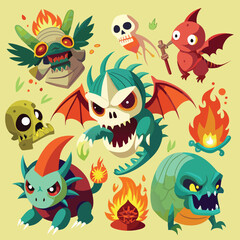 set of funny monsters