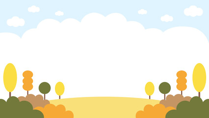 Autumn landscape with trees and clouds background