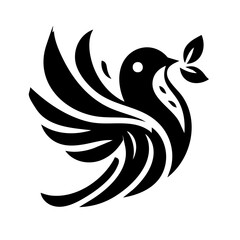 Bird Peace Leaves Stylized Peace Dove Logo Symbol