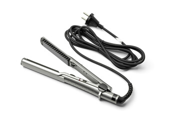 Modern flat hair iron. Hair straightener. Styling. Hairstyle. Hair straightener for curling and straightening hair.