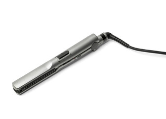 Modern flat hair iron. Hair straightener. Styling. Hairstyle. Hair straightener for curling and straightening hair.