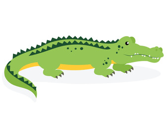 Crocodile isolated on white background. Vector illustration in flat style.