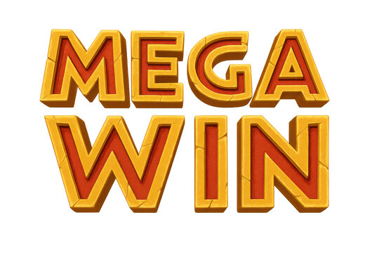 Mega Win Text Illustration &ndash; Casino Jackpot Slot Machine Banner