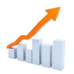 business graph on white background