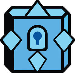 Fototapeta premium Stylized Geometric Ice Box with Keyhole Symbol