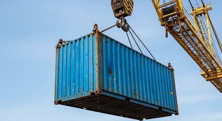 Close-Up of Container Being Lifted by Port Crane