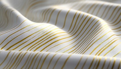 White fabric with gold stripes, close-up