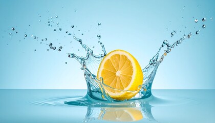 Splashing water with a lemon slice
