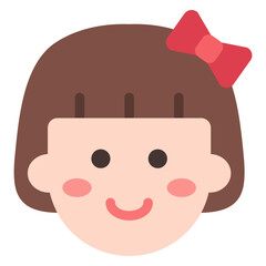 단발 소녀 얼굴 아이콘