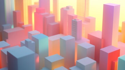 Obraz premium Abstract city composed of colorful cubes