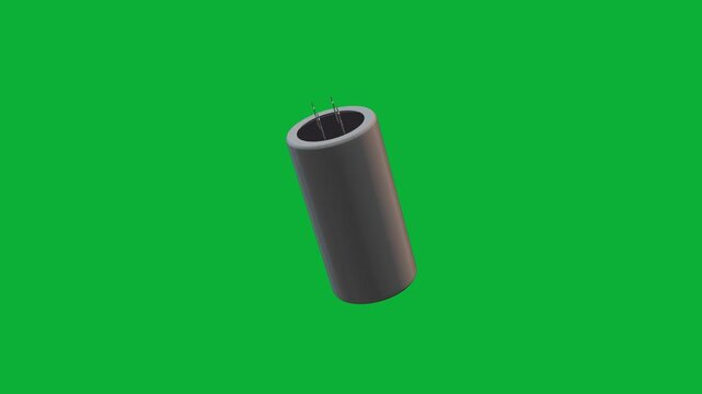 3D Blank ceiling fan capacitor rotation on green screen background