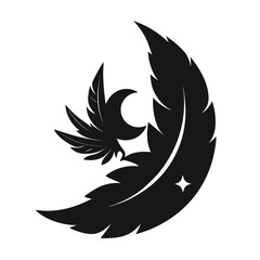 Moonfeather vector clean black silhouette design white background