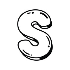 Bubble letter s alphabet character hand drawn illustration fun playful typography vector