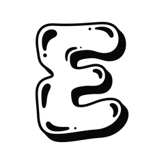 Artistic hand drawn letter e bubble style unique design element for branding and graphics vector