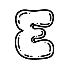 Obraz premium Hand drawn bubble letter e alphabet isolated on white doodle style font element vector