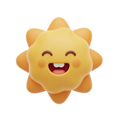 Smiling cartoon sun character radiating joy and happiness, perfect for cheerful designs and branding