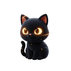 Adorable black cat with glowing eyes and whiskers, perfect for Halloween and magical designs