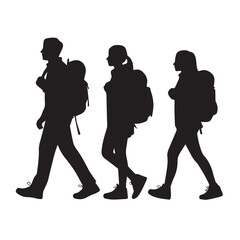 Hiking group silhouette