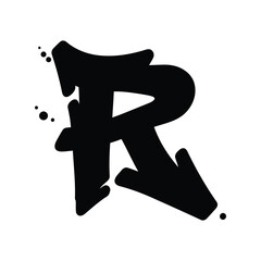 Graffiti art letter r spray paint urban style typography street art vector