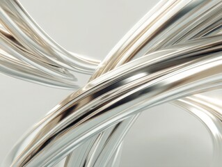 Abstract Silver Metallic Tubes, Twisted Flow, Modern Background