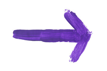 Fototapeta premium Purple brush stroke paint arrow isolated on transparent background