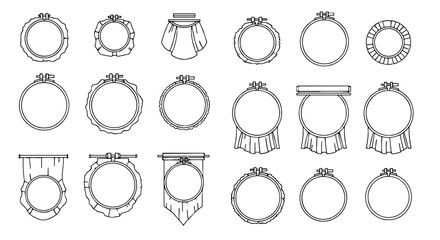 Embroidery hoops, vector design collection. Sewing crafts, crafting, cross stitch, handmade, artistic, artistic hobby, needlework, tailor, frame