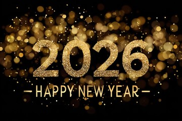Happy New Year 2026 text, flier, number, new year, 2026, numeric, square