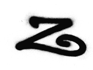 graffiti Z character sprayed in black over white
