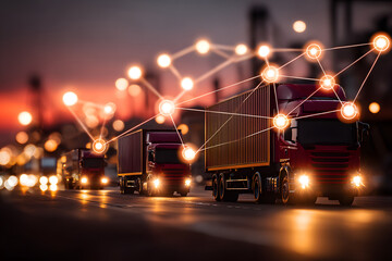 Transportation and logistis network distribution tecnology concept. logistics nd supply chain management Planning with real time vsibility and control over ptimized supply chain.