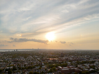 City skyline from building top